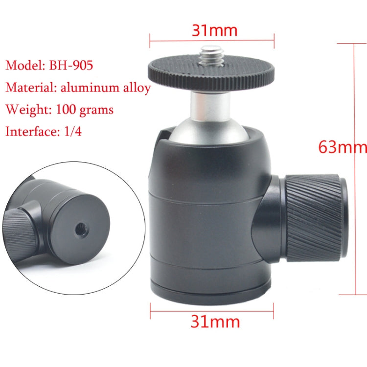 BH-905 Mini Desktop Aluminum Alloy Tripod Mini Ball Head 360 Degree Pan 90 Degree Tilt Tripod - Camera Accessories by buy2fix | Online Shopping UK | buy2fix