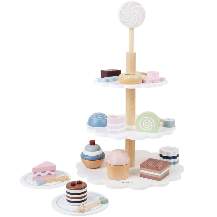 NUNUKIDS Wooden Cake Toy Afternoon Tea Children Pretend Play Toys Cake Tower - Pretend Play Toys by buy2fix | Online Shopping UK | buy2fix