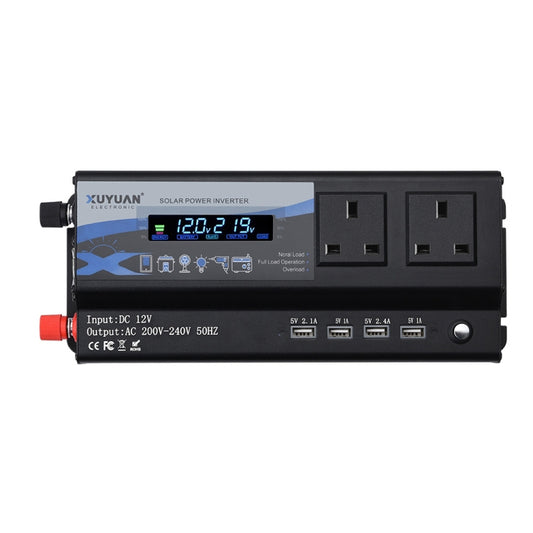 XUYUAN 6000W Car Inverter LED Colorful Atmosphere Light 4 USB Charging Converter, UK Plug, Specification: 12V-220V - Modified Square Wave by buy2fix | Online Shopping UK | buy2fix