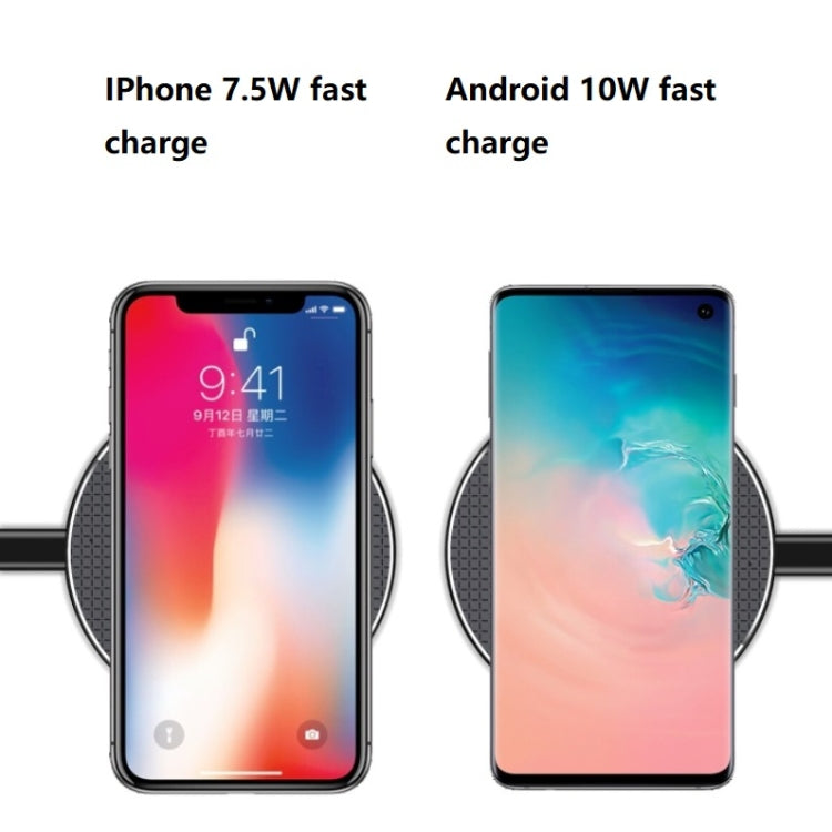 K8 10W Universal Aluminum Alloy Mobile Phone Wireless Charger, Specification:with 50cm Cable(Black) - Wireless Charger by buy2fix | Online Shopping UK | buy2fix