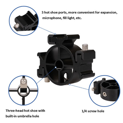 2 PCS Round Field 3 Triple Head Hot Shoe Mount Adapter Flash Holder Bracket Light Stand Holder - Camera Accessories by buy2fix | Online Shopping UK | buy2fix