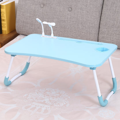 USB Folding Computer Desk With Fan & Lamp, Size: 60x40x28cm(Sky Blue) - Computer & Networking by buy2fix | Online Shopping UK | buy2fix