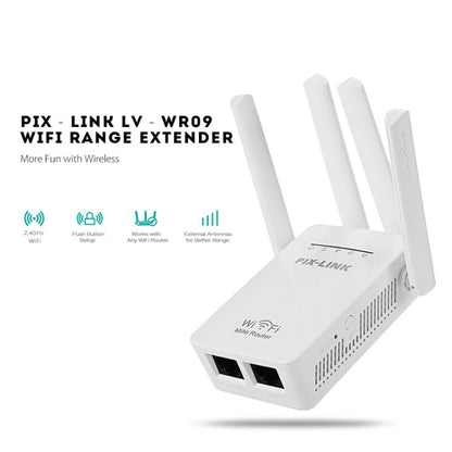 PIX-LINK LV-WR09 300Mbps WiFi Range Extender Repeater Mini Router(AU Plug) - Wireless Routers by buy2fix | Online Shopping UK | buy2fix