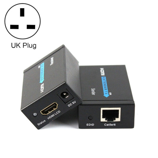 HDY-60 HDMI to RJ45 60m Extender Single Network Cable to For HDMI Signal Amplifier(UK Plug) - Amplifier by buy2fix | Online Shopping UK | buy2fix