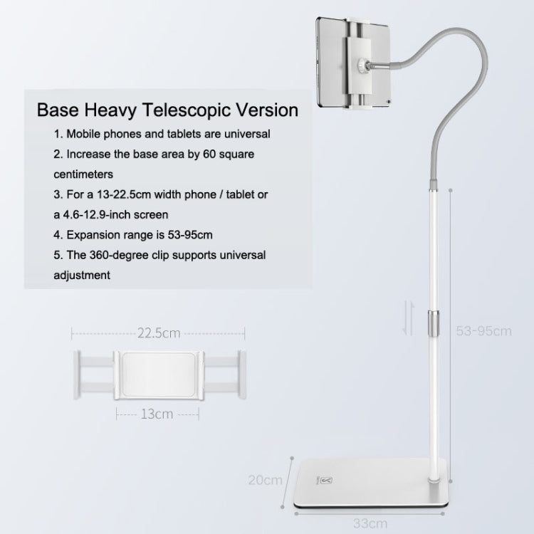 SSKY L6 Bedside Sofa Live Landing Phone Tablet Computer Bracket, Style: Base Heavy Telescopic Version (White) - Lazy Bracket by SSKY | Online Shopping UK | buy2fix