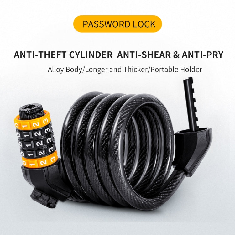 WEST BIKING YP0705061-0705062 Bicycle Password Lock Mountain Bicycle Strip Wire Anti-Theft Lock, Specification: 1.5M Five-digit - Bicycle Locks & Bicycle Pumps by WEST BIKING | Online Shopping UK | buy2fix