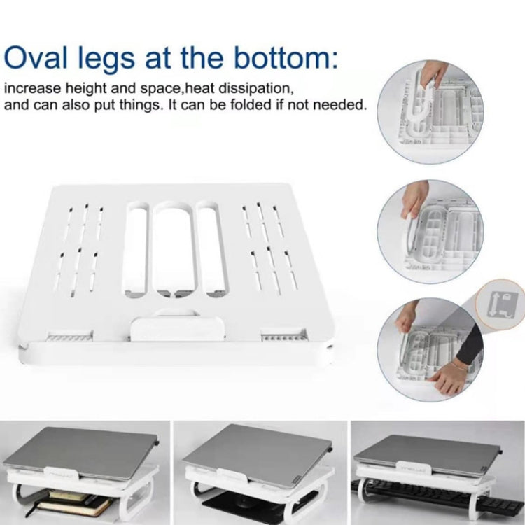 A23 Foldable Notebook Stand With 10-Speed Adjustment Computer Cooling Lifting Stand, Colour:  Detachable Accessories 3.0HUB (White) - Computer & Networking by buy2fix | Online Shopping UK | buy2fix