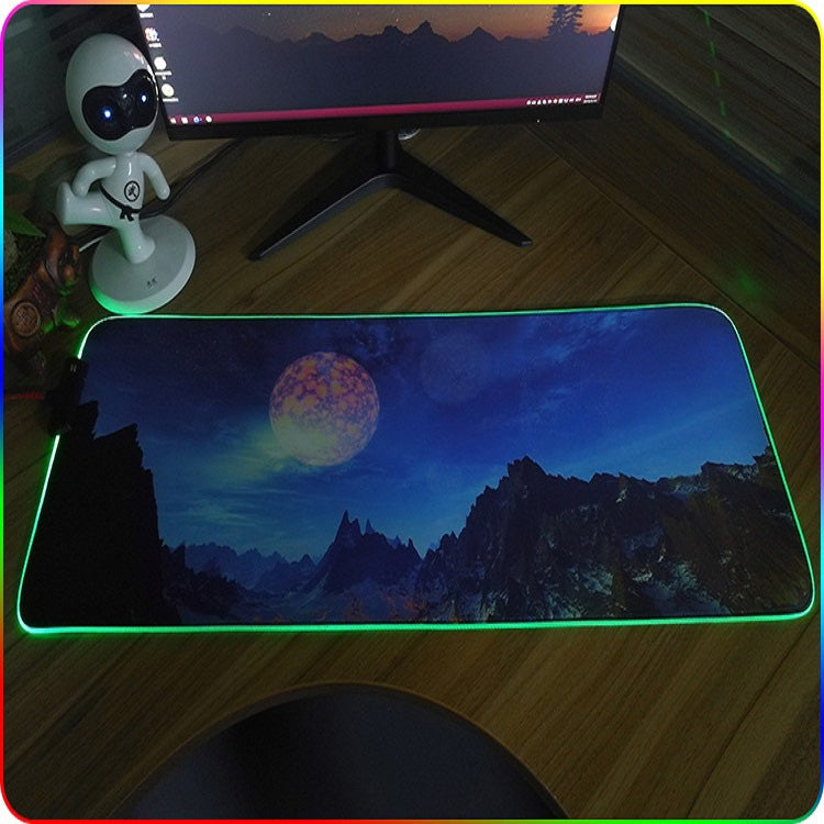 350x900x4mm F-01 Rubber Thermal Transfer RGB Luminous Non-Slip Mouse Pad(Snow Peak) - Mouse Pads by buy2fix | Online Shopping UK | buy2fix