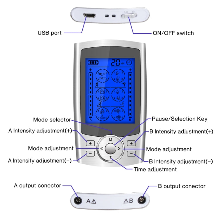 24-Mode Digital Electronic Pulse Massager Intelligent Whole Body Physical Therapy Meridian Massager, Specification: EU Plug(Black) - Massage & Relaxation by buy2fix | Online Shopping UK | buy2fix