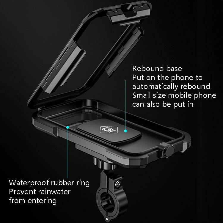 Kewig Bicycle Motorcycle Waterproof Box Mobile Phone Bracket Riding Touch Mobile Phone Fixed Seat(M18S-B1 Small Handlebar Installation) - Holder by Kewig | Online Shopping UK | buy2fix