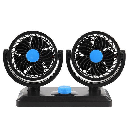 Car Fan Portable Mini Adjustable Car Double-Headed Electric Fan, Colour: Blue 12V Cigarette Lighter - Heating & Fans by buy2fix | Online Shopping UK | buy2fix