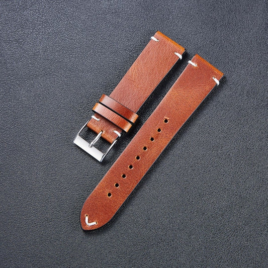 HB001 Color-Changing Retro Oil Wax Leather Universal Watch Band, Size: 18mm(Light Brown) - 20mm Bands by buy2fix | Online Shopping UK | buy2fix