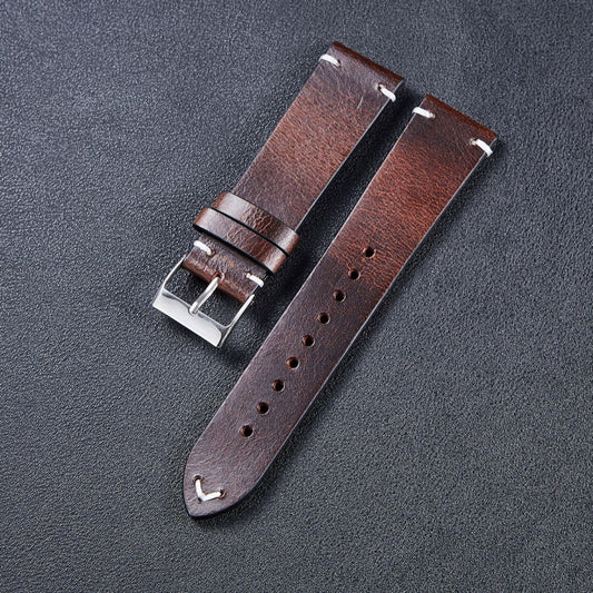HB001 Color-Changing Retro Oil Wax Leather Universal Watch Band, Size: 20mm(Deep Brown) - 20mm Bands by buy2fix | Online Shopping UK | buy2fix