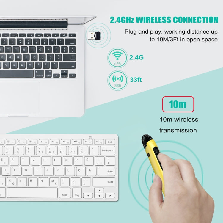 PR-A19 2.4GHz Wireless Charging Bluetooth Mouse Pen Type Shining Quiet Mouse(Yellow) - Wireless Mice by buy2fix | Online Shopping UK | buy2fix