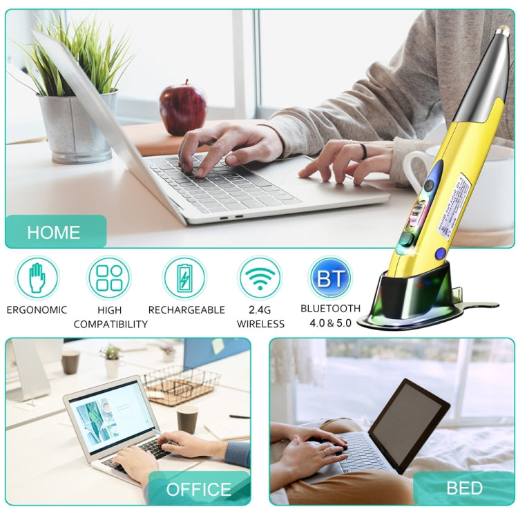 PR-A19 2.4GHz Wireless Charging Bluetooth Mouse Pen Type Shining Quiet Mouse(Green) - Wireless Mice by buy2fix | Online Shopping UK | buy2fix