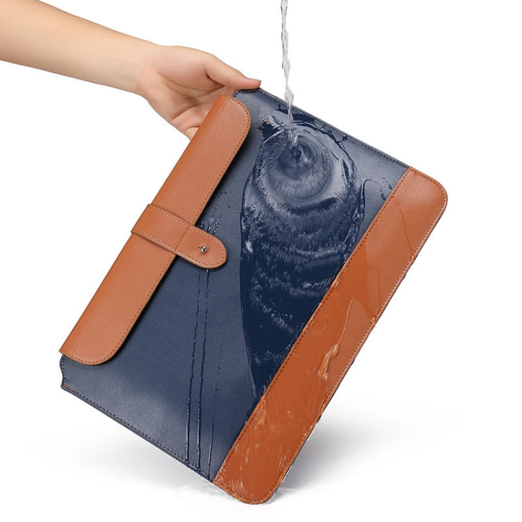 Horizontal Microfiber Color Matching Notebook Liner Bag, Style: Liner Bag+Power Bag(Blue + Brown), Applicable Model: 11  -12 Inch - 10 - 11 inch by buy2fix | Online Shopping UK | buy2fix