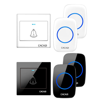 CACAZI H10 1 For 2 Home Wireless Music Doorbell without Battery, Plug:UK Plug(Black) - Security by CACAZI | Online Shopping UK | buy2fix