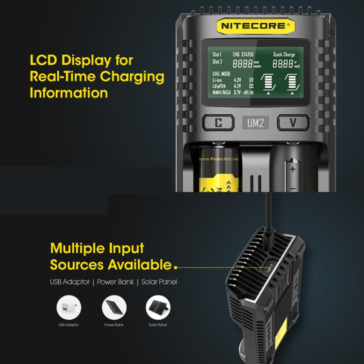 NITECORE Fast Lithium Battery Charger, US Plug, Model: UMS2 - Charger & Converter by NITECORE | Online Shopping UK | buy2fix