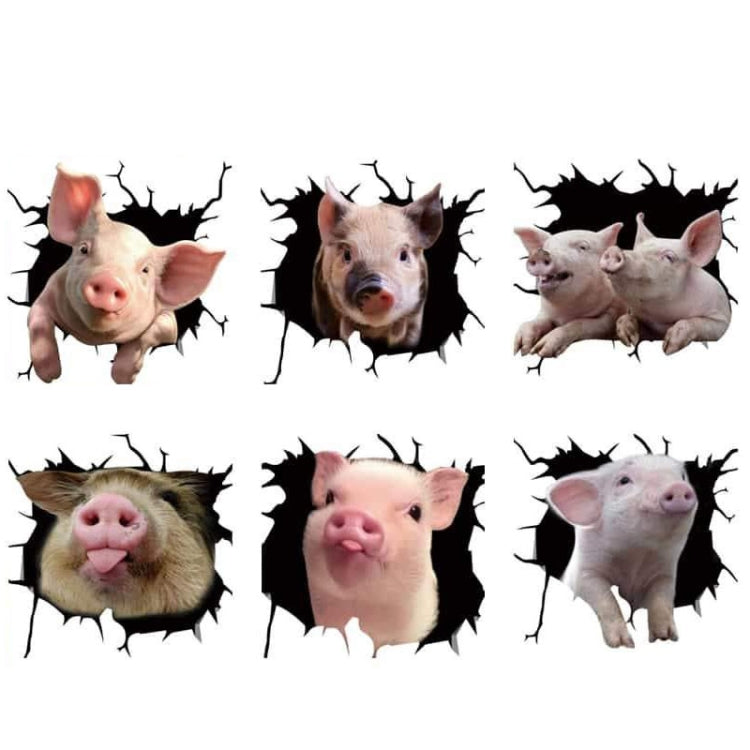 6 PCS Animal Wall Stickers Pig Hoisting Car Window Static Stickers(Pig 02) - In Car by buy2fix | Online Shopping UK | buy2fix