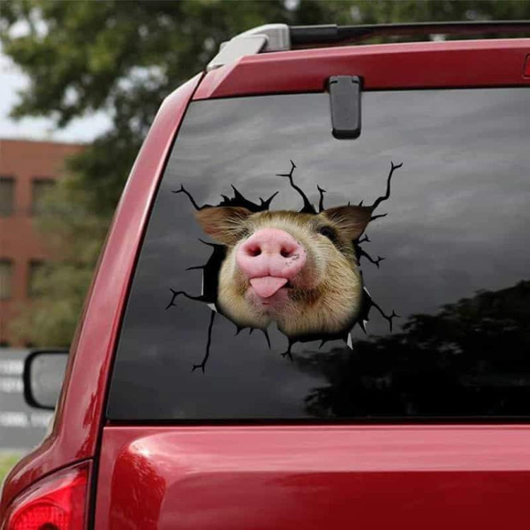 6 PCS Animal Wall Stickers Pig Hoisting Car Window Static Stickers(Pig 03) - In Car by buy2fix | Online Shopping UK | buy2fix