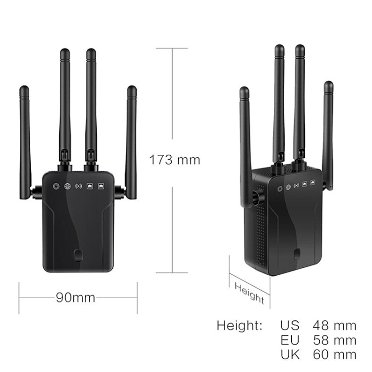 M-95B 300M Repeater WiFi Booster Wireless Signal Expansion Amplifier(Black - UK Plug) - Broadband Amplifiers by buy2fix | Online Shopping UK | buy2fix