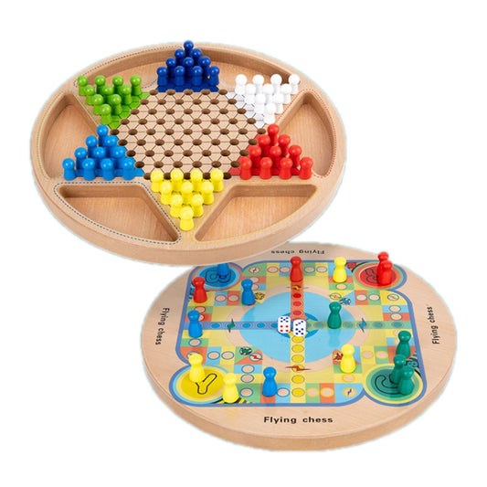 Children Wooden Multifunctional Parent-Child Interactive Puzzle Board Toy, Set Specification: 2 In 1 Hocker + Flying Chess - Table Games by buy2fix | Online Shopping UK | buy2fix