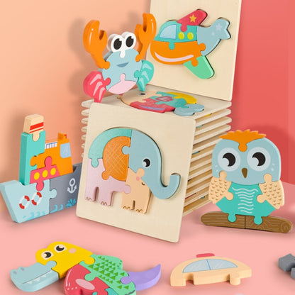 3 PCS Early Childhood Education Wooden Three-Dimensional Jigsaw Puzzle Toy(Y-Starfish) - Puzzle Toys by buy2fix | Online Shopping UK | buy2fix