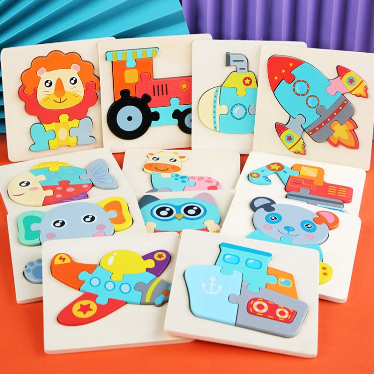 5 PCS Children Wooden Three-Dimensional Puzzle Early Education Cartoon Animal Geometric Educational Toys(Excavator) - Puzzle Toys by buy2fix | Online Shopping UK | buy2fix
