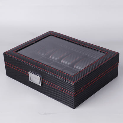 Carbon Fiber PU Leather Watch Box Jewelry Storage Box Packaging Box, Style: 10 Watch Positions - Watch Storages by buy2fix | Online Shopping UK | buy2fix