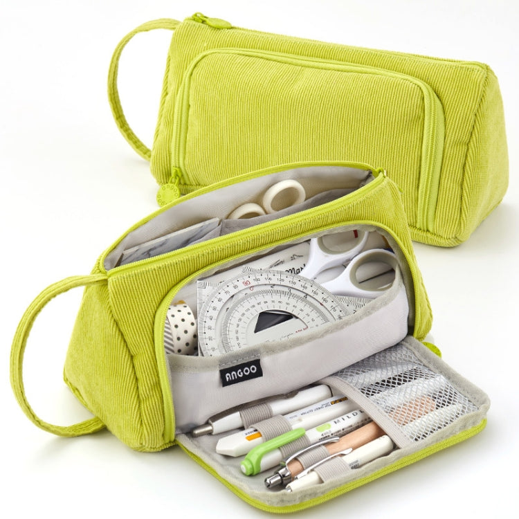 Angoo Student Large-Capacity Stationery Bag Portable Gift Cosmetic Bag(Grass Green  Corduroy) - Home & Garden by Angoo | Online Shopping UK | buy2fix