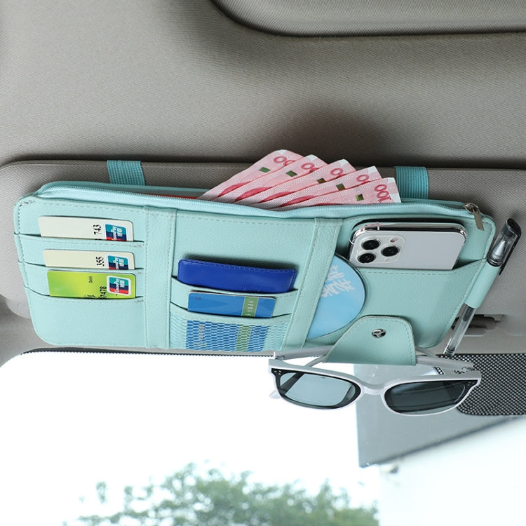 2 PCS Auto Sun Visor Card Clip Business Card Glasses Clip Zipper Car Mobile Phone Document Folder(Blue) - In Car by buy2fix | Online Shopping UK | buy2fix