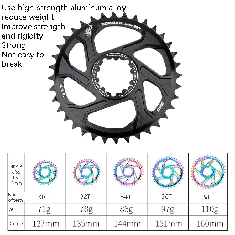 BDSNAIL Mountain Bike Single Disk GXP Direct-Shaped Integrated Disk Positive And Negative Tooth Disc, Colour: 36T (Black) - Outdoor & Sports by buy2fix | Online Shopping UK | buy2fix