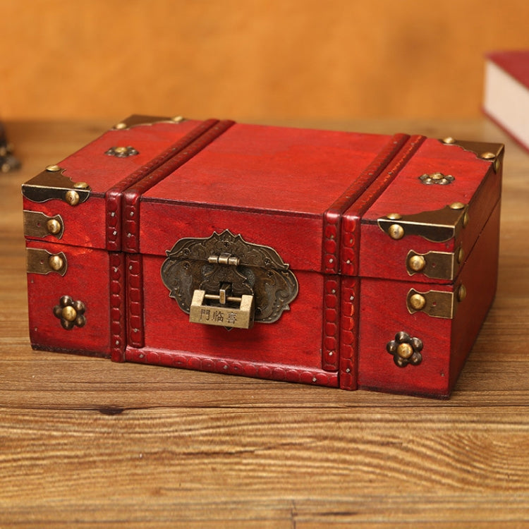 Antique Distressed Cosmetic Storage Box Dressing Table Props For Shooting Scenes，Specification： 6281-01GK02 Red + Lock - Camera Accessories by buy2fix | Online Shopping UK | buy2fix