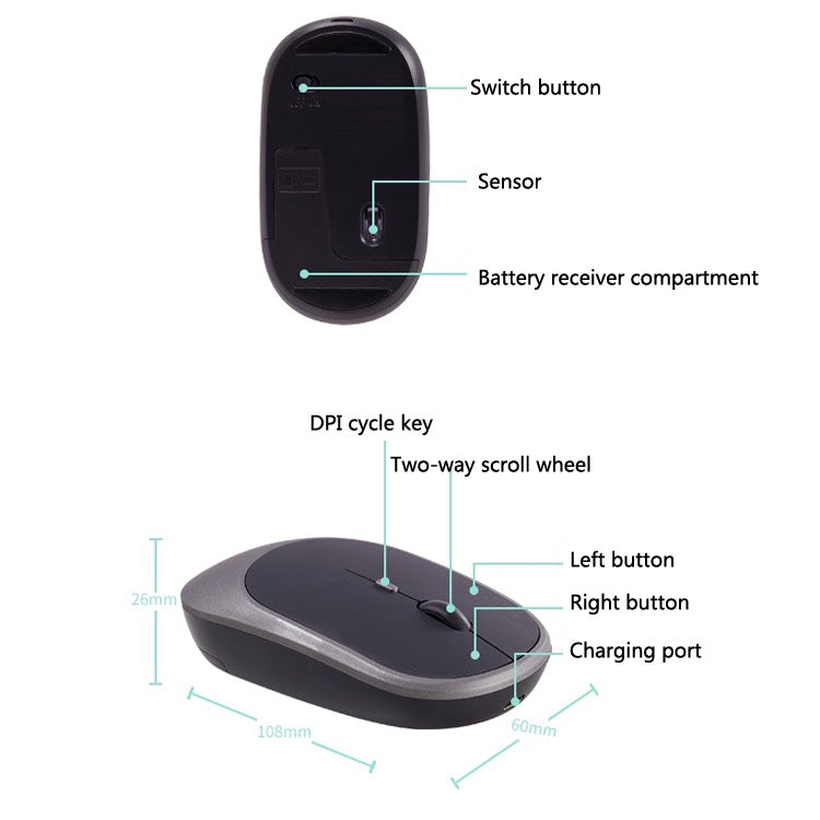 M030 4 Keys 1600DPI Laptop Office Mute Mouse, Style: Wireless (Black) - Wireless Mice by buy2fix | Online Shopping UK | buy2fix