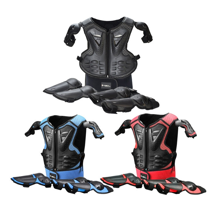 GHOST RACING Motorcycle Protective Gear Children Safety Riding Sport Vest + Knee Pads + Elbow Pads Protective Suit(Black) - In Car by GHOST RACING | Online Shopping UK | buy2fix