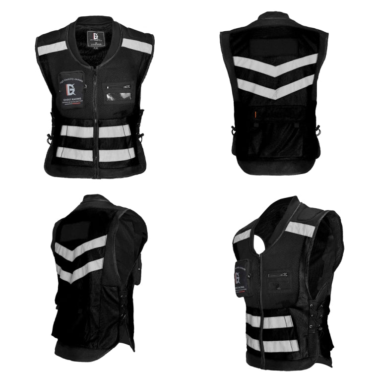 GHOST RACING GR-Y06 Motorcycle Riding Vest Safety Reflective Vest, Size: XL(Black) - In Car by GHOST RACING | Online Shopping UK | buy2fix