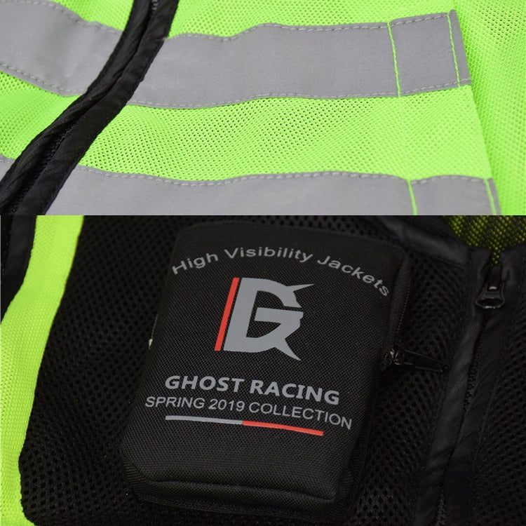 GHOST RACING GR-Y06 Motorcycle Riding Vest Safety Reflective Vest, Size: XL(Black) - In Car by GHOST RACING | Online Shopping UK | buy2fix