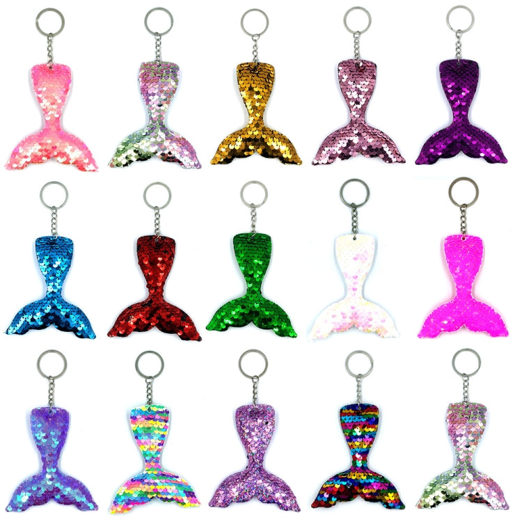 10 PCS Reflective Mermaid Keychain Sequins Mermaid Tail Accessories Car Luggage Pendant(AB Purple 60) - In Car by buy2fix | Online Shopping UK | buy2fix