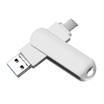 64GB USB 3.0 + 8 Pin + USB-C / Type-C 3 in 1 Phone Computer Rotatable Metal U-Disk - USB Flash Drives by buy2fix | Online Shopping UK | buy2fix