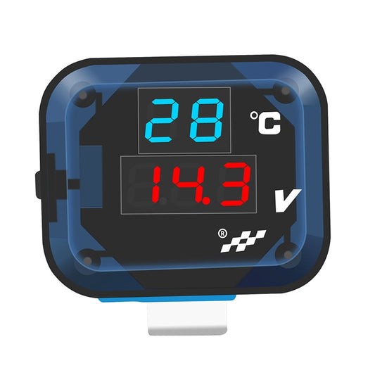 12-24V Motorcycle Modified Electronic Meter Voltage Temperature Table With USB Car Charger(Blue Red) - In Car by buy2fix | Online Shopping UK | buy2fix