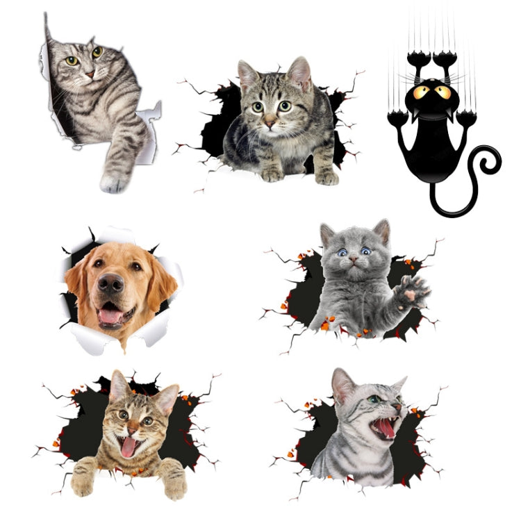 4 PCS 3D Simulation Animal Personality Car Stickers Glass Car Door Scratches Decorative Occlusion Stickers(Cat Style 4) - In Car by buy2fix | Online Shopping UK | buy2fix