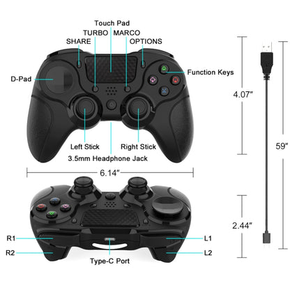 MB-P913 PC Six-Axis Somatosensory Back Key Programming Dual Vibration Bluetooth Gamepad For PS4 Pro(Black) - Gamepads by buy2fix | Online Shopping UK | buy2fix