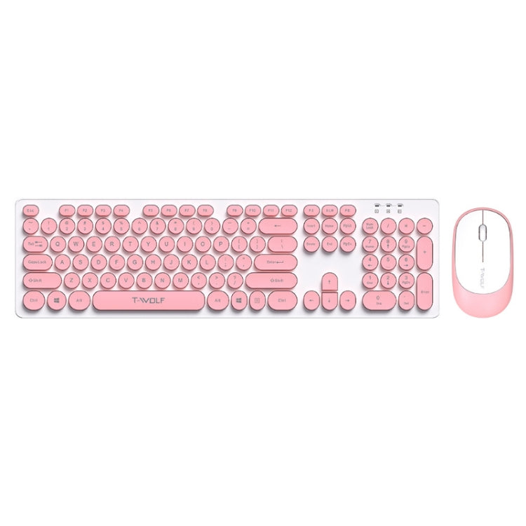 T-WOLF TF770 Mechanical Feel Wireless Gaming Keyboard And Mouse Set(Pink) - Wireless Mice by T-WOLF | Online Shopping UK | buy2fix