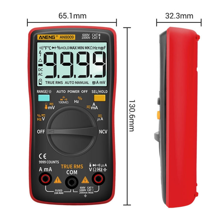 ANENG AN8009 NVC Digital Display Multimeter, Specification: Standard with Cable(Blue) - Current & Voltage Tester by ANENG | Online Shopping UK | buy2fix