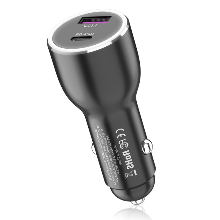 QL845C PD 45W USB-C / Type-C + QC 3.0 USB Car Charger(Black) - In Car by buy2fix | Online Shopping UK | buy2fix