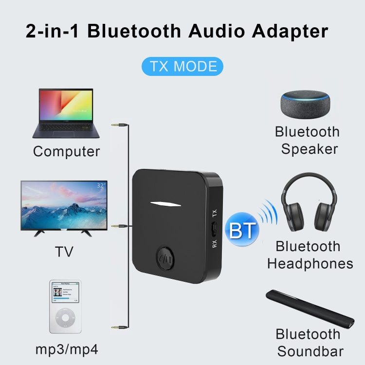 WB5 Bluetooth 5.0 Wireless Audio Adapter Receiver & Transmitter - Apple Accessories by buy2fix | Online Shopping UK | buy2fix