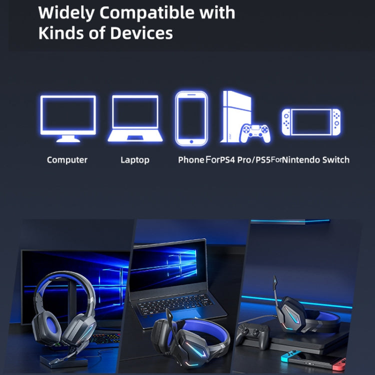 Soyto SY-G20 RGB Dual Streamer Gaming Computer Headset, Style: Lighting Version (Black Blue) - Multimedia Headset by Soyto | Online Shopping UK | buy2fix