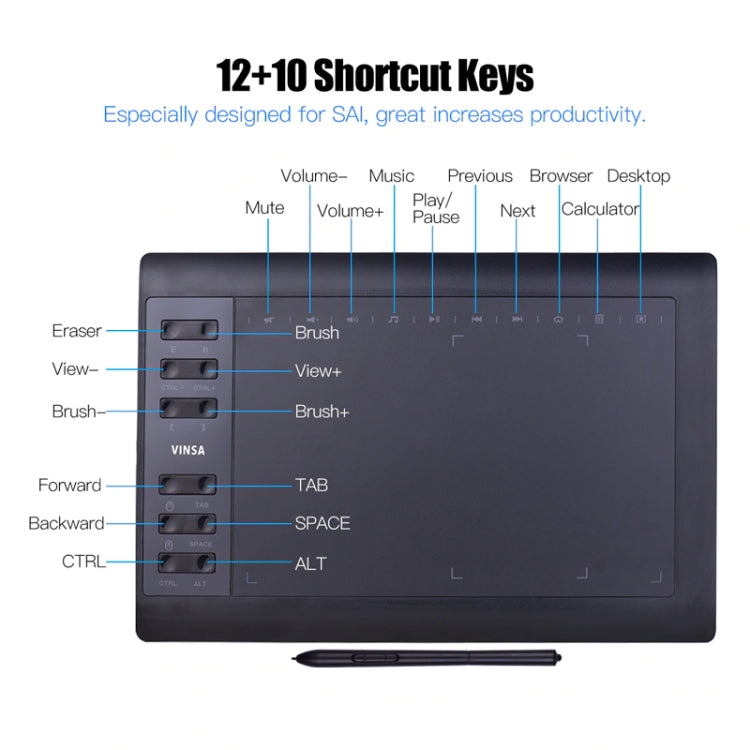 VINSA VIN1060PLUS Hand Painting Digital Board, Style: Package 1 - Consumer Electronics by buy2fix | Online Shopping UK | buy2fix