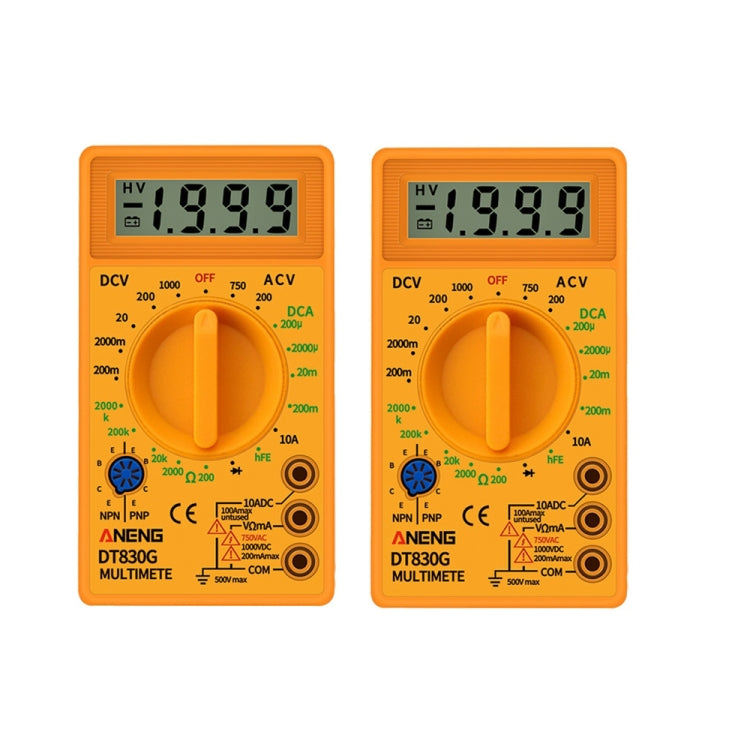 2 PCS ANENG DT830G Portable Digital Multimeter(Yellow) - Digital Multimeter by ANENG | Online Shopping UK | buy2fix