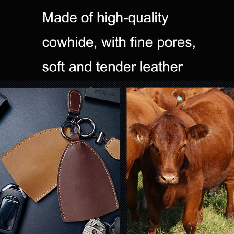 18Y-009 Vintage Handmade Leather Car Pull-Out Key Case(Oil Wax Skin Camel) - In Car by buy2fix | Online Shopping UK | buy2fix